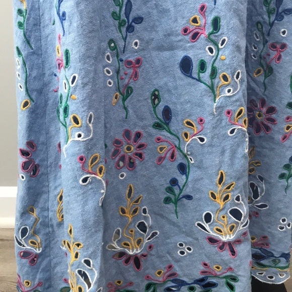 Chloé Chambray Embroidered Maxi Dress Downy Blue Eyelet Size 34 - Picture 9 of 16